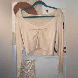 PACSUN Cream color long sleeve crop top large